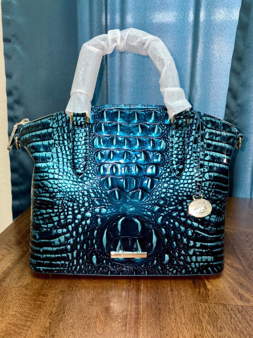 Brahmin NWT Duxbury - Blue Patina - Peacock/Teal - Jewel Tone - Two Eyes - Picture 2 of 16